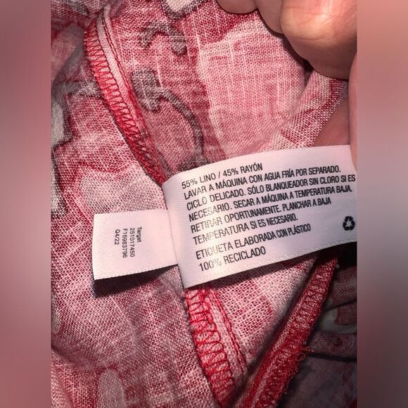 Rhode x Target Red Floral Linen Blend Midi Dress Ruffle Hem Short Sleeve 4 NWT - Picture 8 of 8